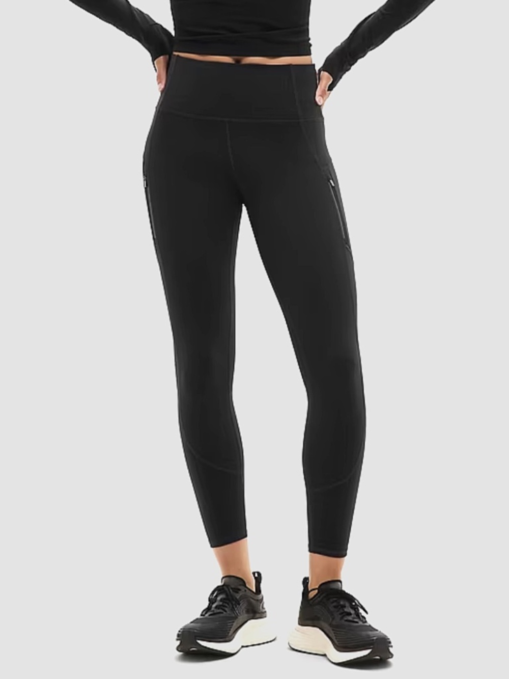Athleta Black Rainier Tight High-Rise Active Leggings with Zipped Side Pockets